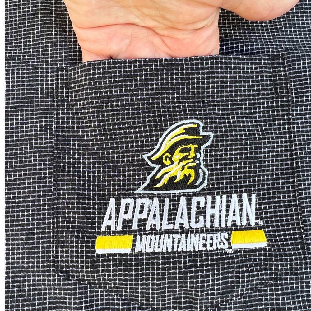 Appalachian State Black White Micro‎ Check Long Sleeve Button-Down Shirt Mens L